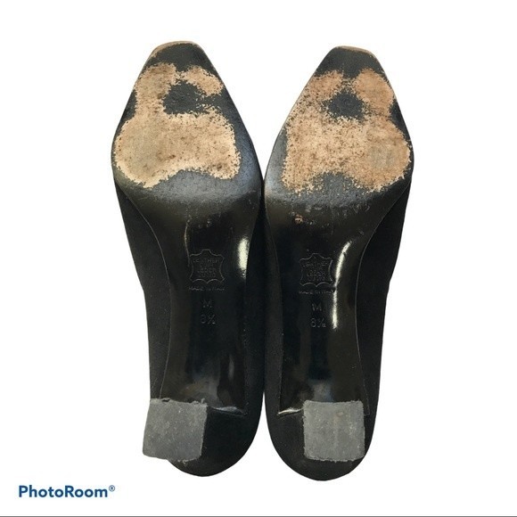 Yves Saint Laurent Vintage Buckle Shoes Black Suede Size 8.5 - Picture 7 of 8